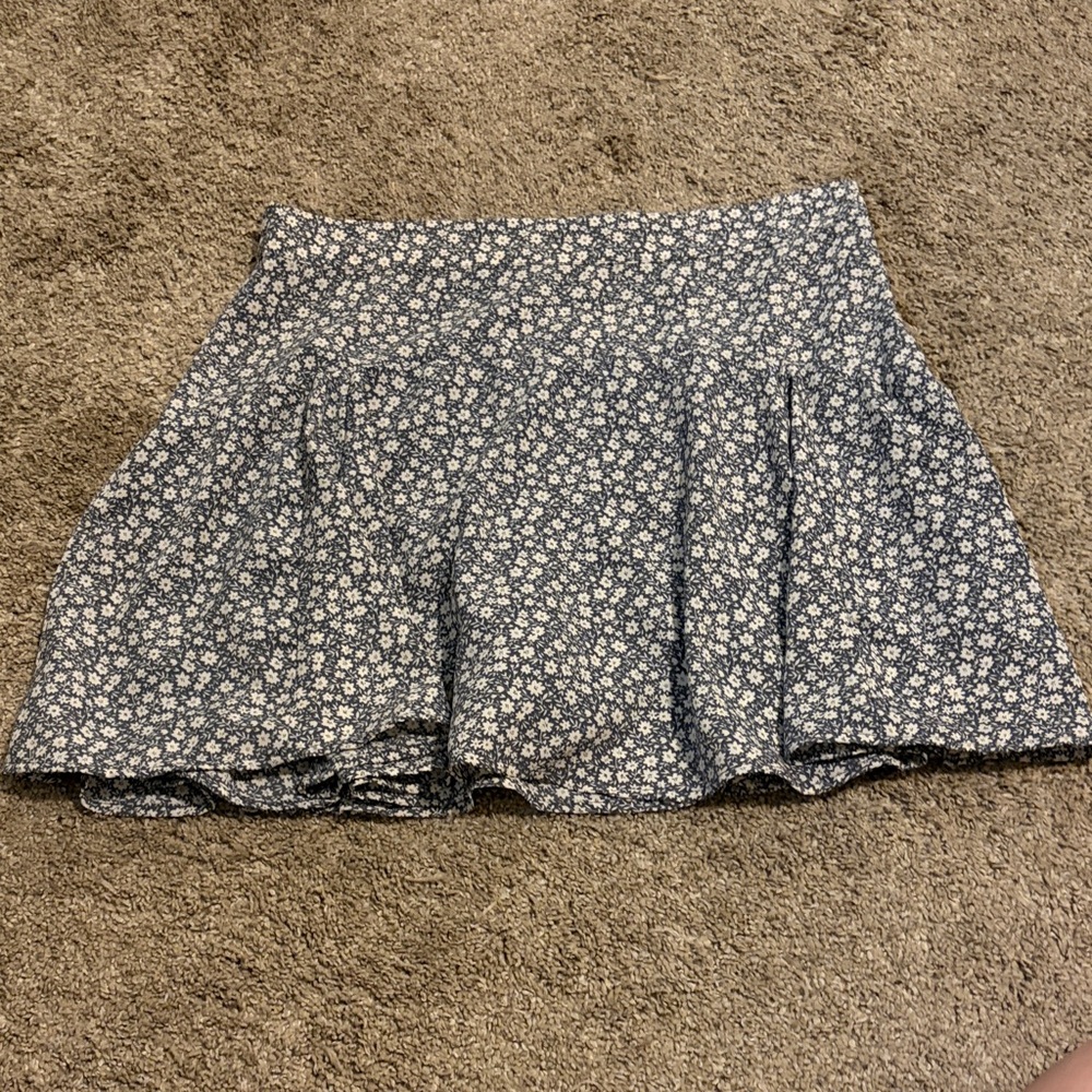 Blue Floral Mini Skirt